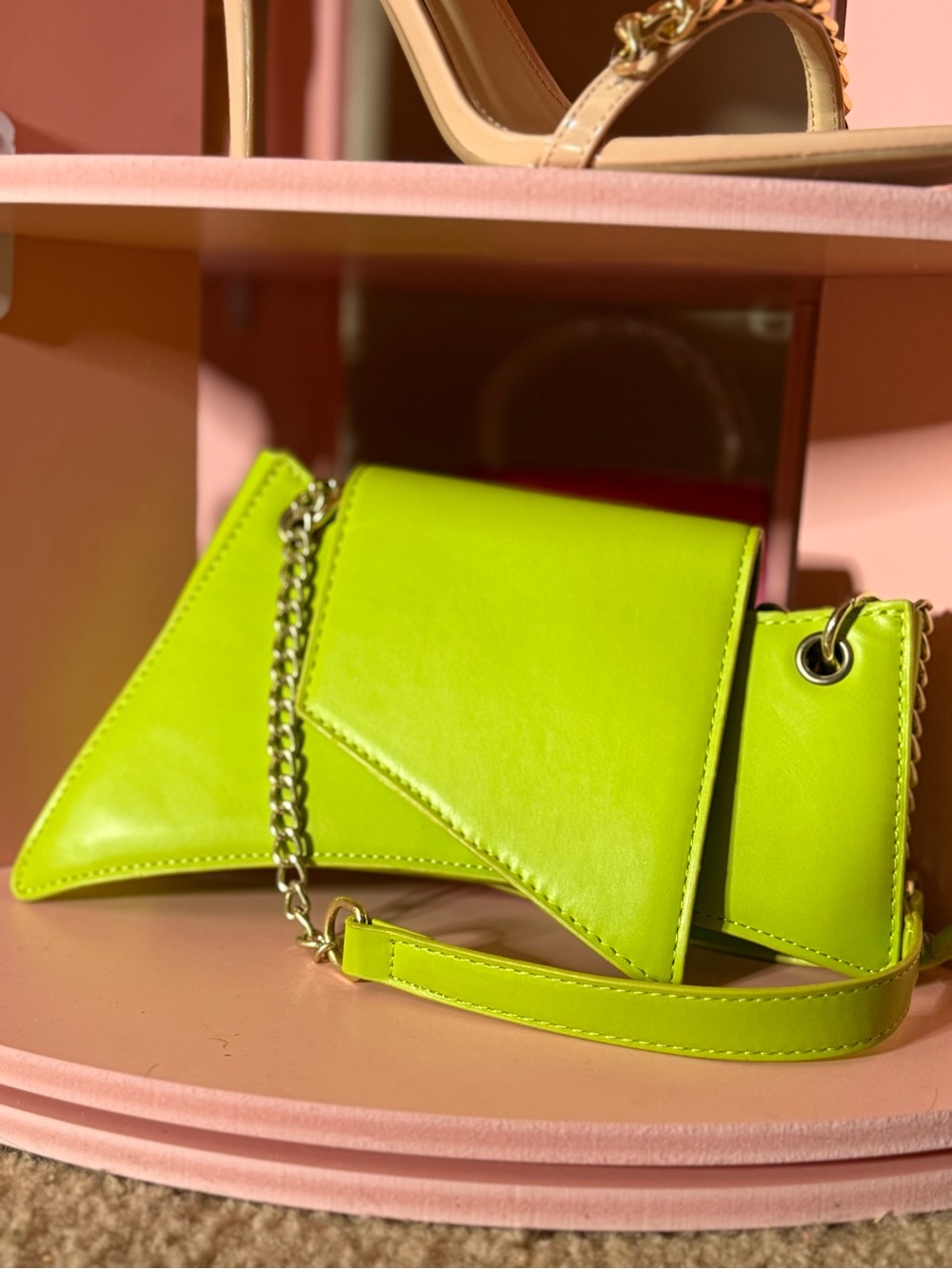 Neon Lime Envelope Crossbody Bag - Women THRIFTED